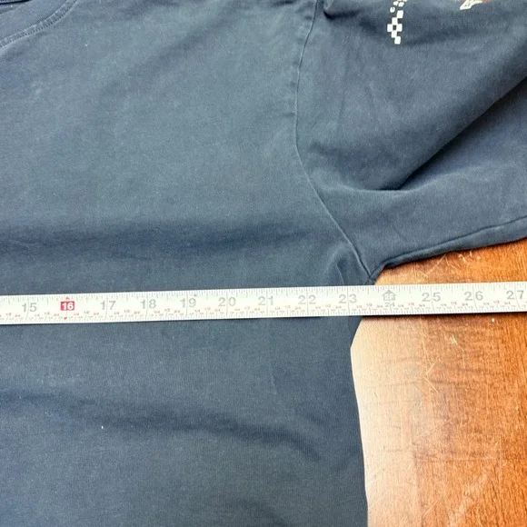 YoungLA Cars N Curls Racing Long Sleeve Shirt Navy Blue Raw Hem Mens Medium 8037 - Picture 6 of 8